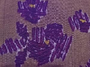 アンティーク　抽象花模様織り出し銘仙着物